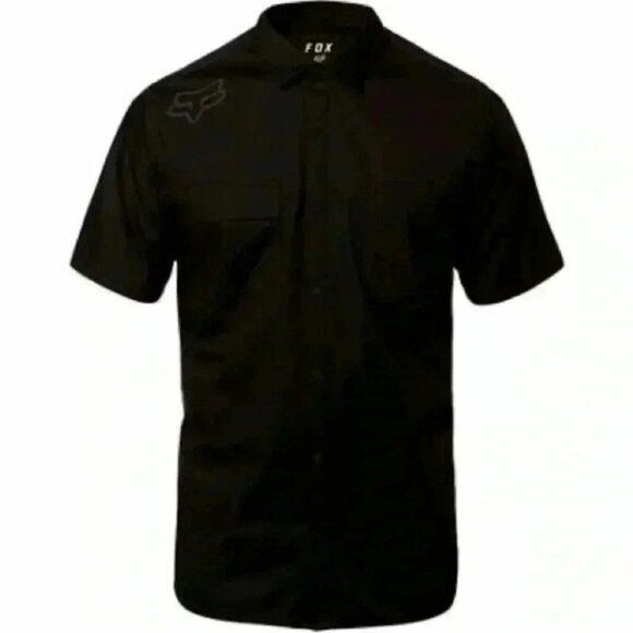 FOX Racing Redplate Flexair Workshirt Short Sleeves Snap Buttons Black Medium - Picture 2 of 16